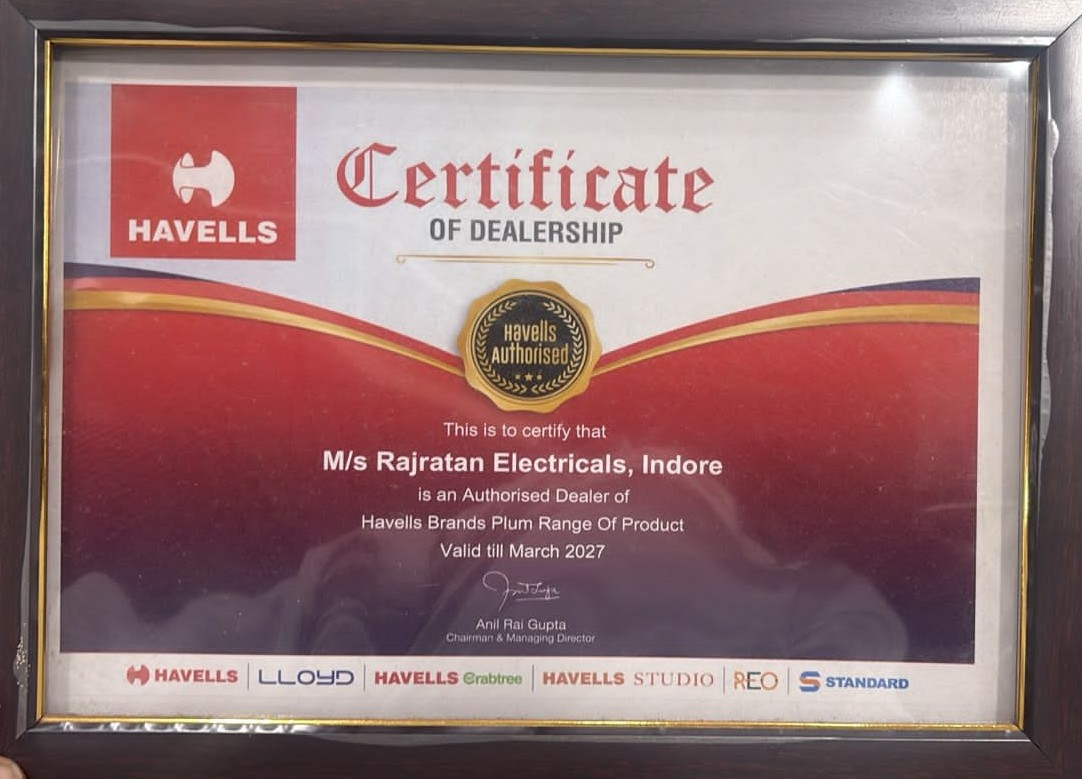 Havells — Certificate of Dealership