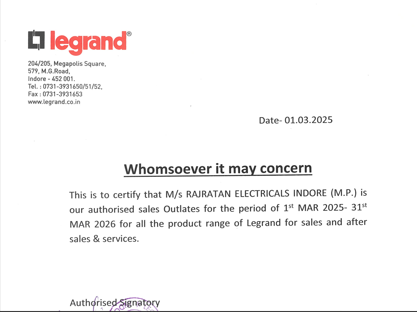 Legrand — Authorised Sales Outlet