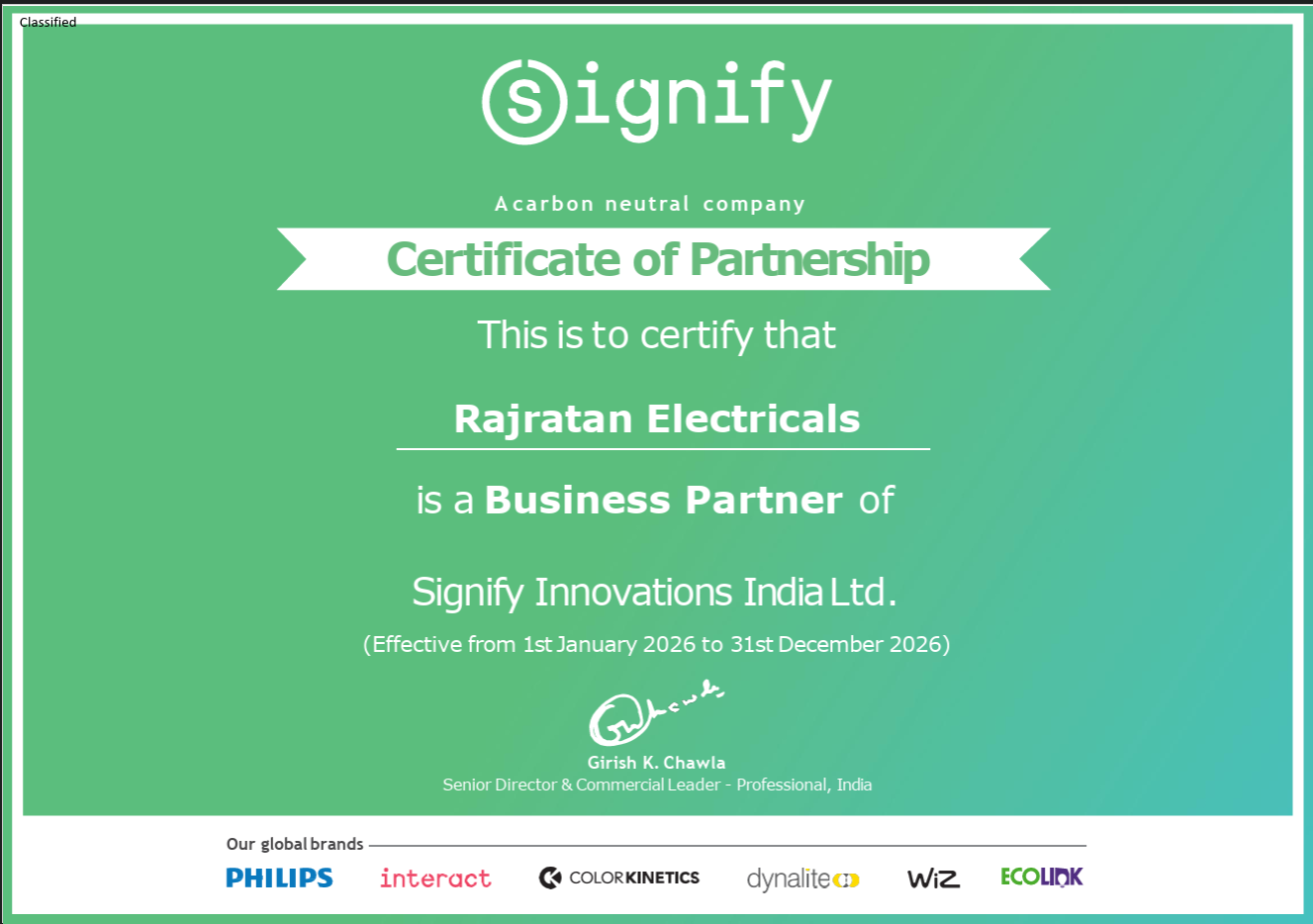 Signify — Certificate of Partnership
